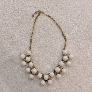 Beautiful white beads with rhinestone statement necklace
